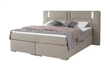 uno Boxspringbett Aston Dunkelbeige 160 cm H2 & H3 Webstoff fein