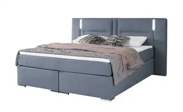 uno Boxspringbett Aston Blau 140 cm H4 Webstoff fein