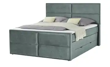 uno Boxspringbett mit Stauraum Croco Petrol 180 cm mit Silverlife-Topperbezug H2 & H3