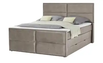 uno Boxspringbett mit Stauraum Croco Taupe 180 cm mit Silverlife-Topperbezug H2 & H3