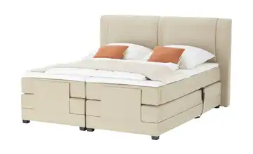 uno Motor-Boxspringbett Rimini Beige Webstoff fein 140 cm H2