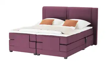 uno Motor-Boxspringbett Rimini Aubergine Webstoff fein 140 cm H4