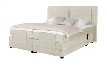 uno Motor-Boxspringbett Rimini Creme Mikrofaser in Samt-Optik 140 cm H4