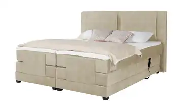 uno Motor-Boxspringbett Rimini Beige Mikrofaser in Samt-Optik 140 cm H2