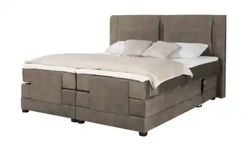 uno Motor-Boxspringbett Rimini Braun Mikrofaser in Samt-Optik 140 cm H2