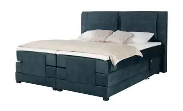 uno Motor-Boxspringbett Rimini Petrol Mikrofaser in Samt-Optik 180 cm H3