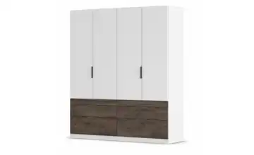 Drehtürenschrank Bolton Weiß, Dunkelbraun 4 Stück