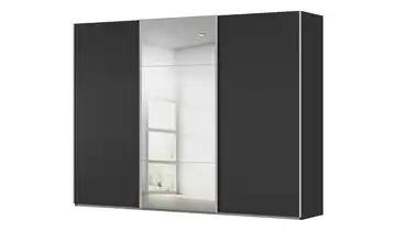 Schwebetürenschrank inklusive Zubehör Regina mit Spiegel 301 cm Schwarz