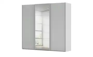 Schwebetürenschrank inklusive Zubehör Regina mit Spiegel 242 cm Seidengrau