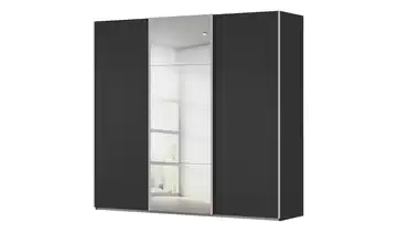 Schwebetürenschrank inklusive Zubehör Regina mit Spiegel 242 cm Schwarz
