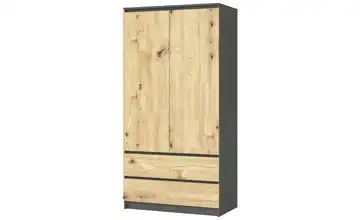 Drehtürenschrank mit 2 Schubladen Oda Graphit, Eiche Artisan (Nachbildung)