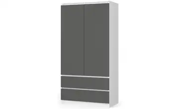 Drehtürenschrank mit 2 Schubladen Oda Weiß, Graphit