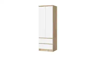 Drehtürenschrank mit 2 Schubladen Sina Eiche Sonoma (Nachbildung), Weiß