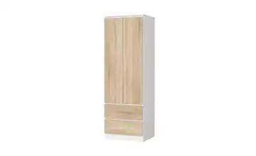 Drehtürenschrank mit 2 Schubladen Sina Weiß, Eiche Sonoma (Nachbildung)
