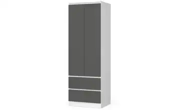 Drehtürenschrank mit 2 Schubladen Sina Weiß, Graphit