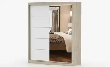 Schwebetürenschrank 2-türig Bodmin Eiche Sonoma, Weiß
