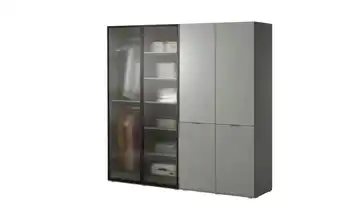Drehtürenschrank Sandbox mit Beleuchtung Grau, satiniert