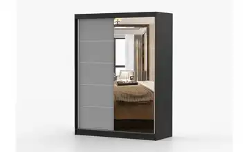 Schwebetürenschrank 2-türig Vista Schwarz, Grau