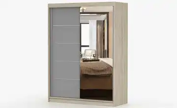 Schwebetürenschrank 2-türig Vista Eiche Sonoma, Grau