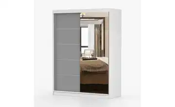 Schwebetürenschrank 2-türig Vista Weiß, Grau