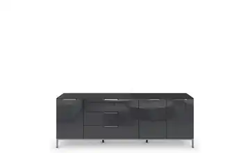 Sideboard Graphit Basaltgrau, Graphit Front: Glas, Oberboden: Glas verchromt