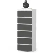 Kommode mit 6 Schubladen Carlo Weiß, Graphit