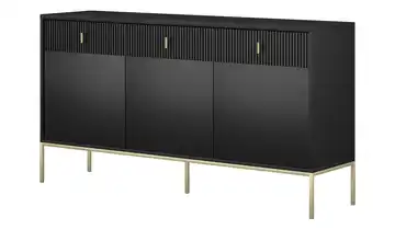 Sideboard Maglione Schwarz Griffe und Gestell: Metall Goldfarben