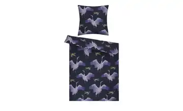 indigo Mako-Satin Bettwäsche  Stiched