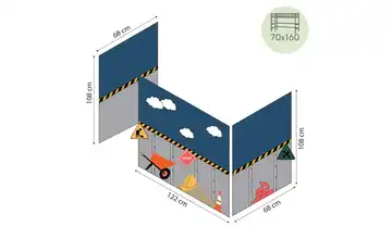 Hoppekids Vorhang Mittelhochbett 70x160  Construction