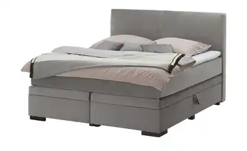 Boxi Boxspringbett mit Bettkasten Boxi Classic H3 & H4 160 cm Viscoschaumkern Hellgrau Samt