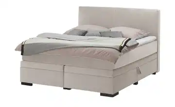 Boxi Boxspringbett mit Bettkasten Boxi Classic Beige Samt 160 cm H2 Viscoschaumkern