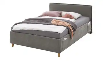 Polsterbett mit trendiger Kederumrahmung Fun 120 cm Ohne Lattenrahmen & Bettkasten Grau Ohne Rückenteil