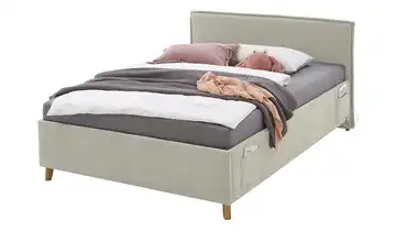 Polsterbettgestell mit trendiger Kederumrahmung Beige Ohne Rückenteil 120 cm Mit Lattenrahmen & Bettkasten