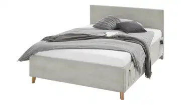 Polsterbettgestell mit USB-Anschluss Beige Ohne Rückenteil 140 cm Ohne Lattenrahmen & Bettkasten