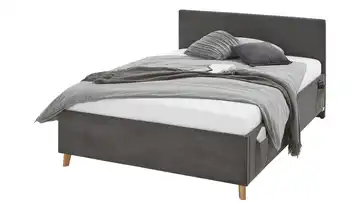 Polsterbettgestell mit USB-Anschluss Anthrazit Ohne Rückenteil 120 cm Mit Lattenrahmen & Bettkasten