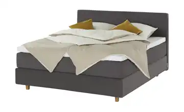Jette Home Boxspringbett Jette Flex Anthrazit 160 cm H2 Viscoschaumkern 63,5 cm