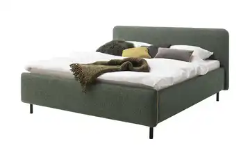 Polsterbett in meliertem Webstoff Primo Dunkelgrün, Mango 160 cm Ohne Bettkasten