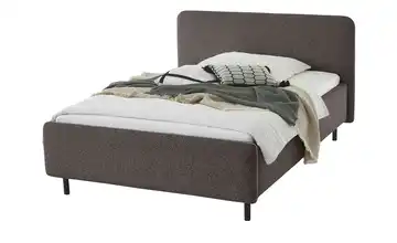 Polsterbett in meliertem Webstoff Primo Anthrazit, Silbergrau 140 cm Ohne Bettkasten