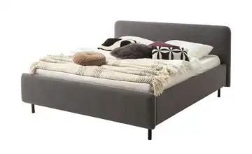 Polsterbett in meliertem Webstoff Primo Anthrazit, Silbergrau 160 cm Ohne Bettkasten