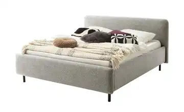 Polsterbett in meliertem Webstoff Primo Beige 180 cm Mit Bettkasten