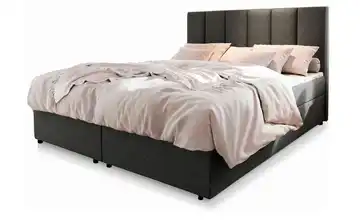 MASSENO Boxbett mit Bettkasten Meril 160x200 cm Dunkelgrau Flachgewebe fein