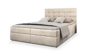 MASSENO Boxbett mit Bettkasten Glos 160x200 cm Hellbeige Velours