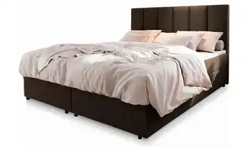 MASSENO Boxbett mit Bettkasten Meril 140x200 cm Dunkelbraun Flachgewebe fein