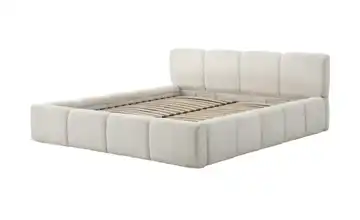 Polsterbett in cremefarbenem Bouclé Palma