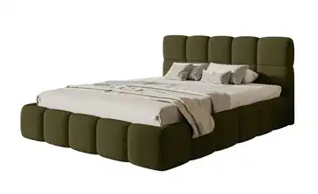 Selsey Polsterbett mit Bettkasten Cloudy Bouclé mit Bettkasten Olivgrün 140x200 cm