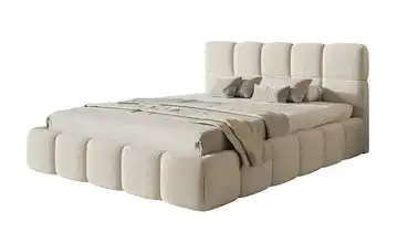 Polsterbett Cloudy mit Bettkasten 200x200 cm Hellbeige Bouclé