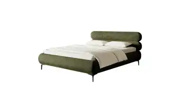 Selsey Polsterbett in Chenille Roule mit Bettkasten Schwarz 180x200 cm Olivgrün