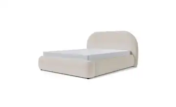 Polsterbett mit Bettkasten Ovo 140x200 cm Dunkelbeige Bouclé