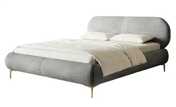 Polsterbett Ovalle mit Bettkasten 160x200 cm Grau Goldfarben