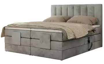 Motor Boxspringbett mit Bettkasten Comforto Silbergrau 180x200 cm H4 Samt